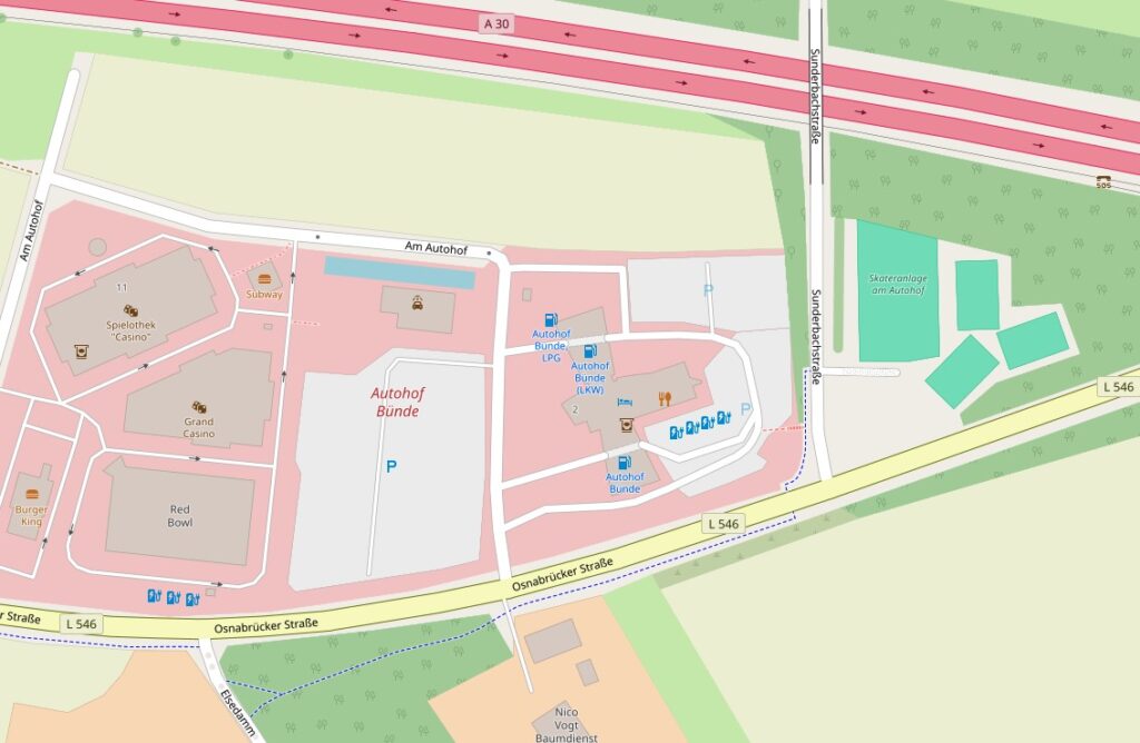 Ein Bildausschnitt eine Openstreetview Map von der Adresse der Fahrschule.